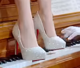 White glittery heels.